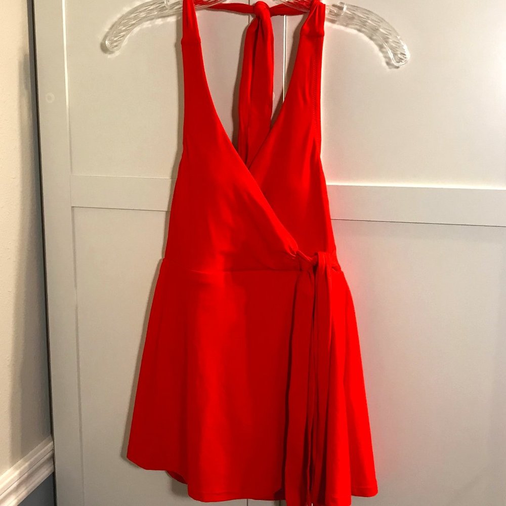 NWT J Crew Halter Wrap Swim dress in Red/Orange Size 0